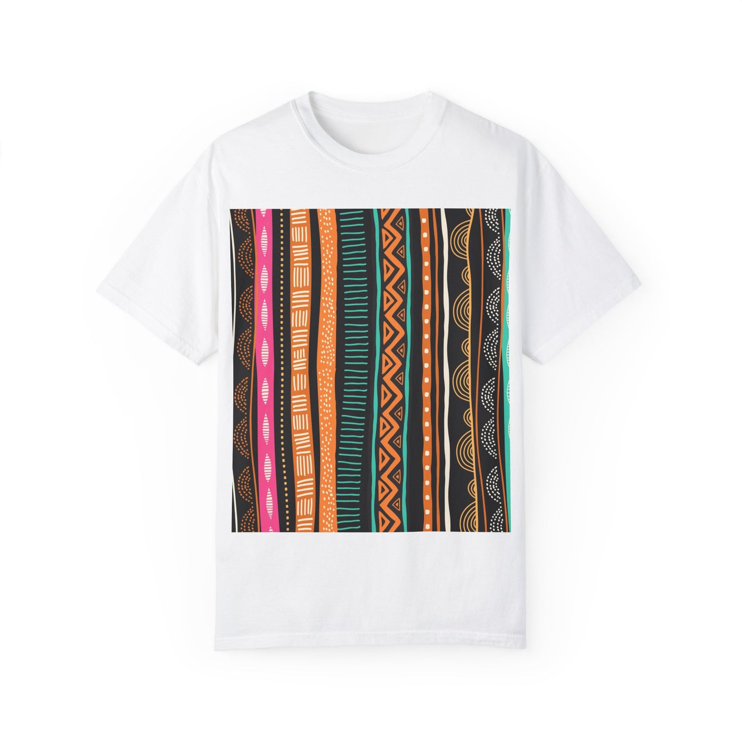 Vibrant Graphic Unisex T-Shirt - Colorful Tribal Stripes Design
