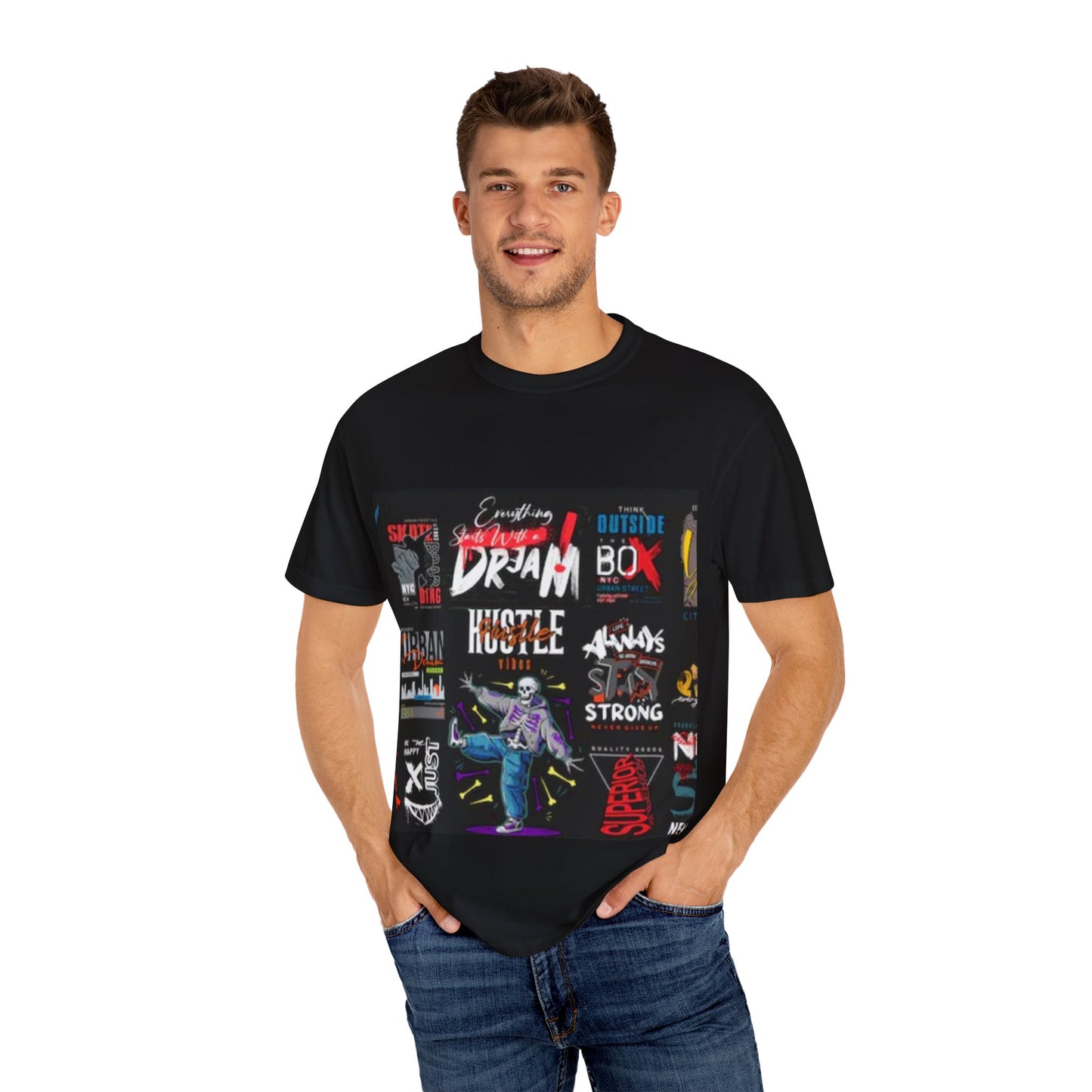 Dream Big Unisex Garment-Dyed T-Shirt - Inspirational Street Art Design