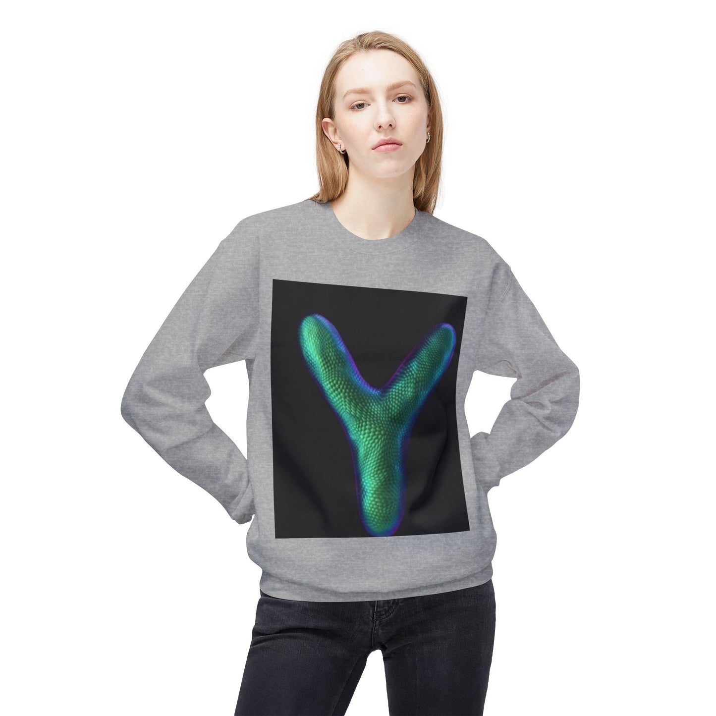 Unisex Y Graphic Fleece Crewneck Sweatshirt - Cozy Modern Style