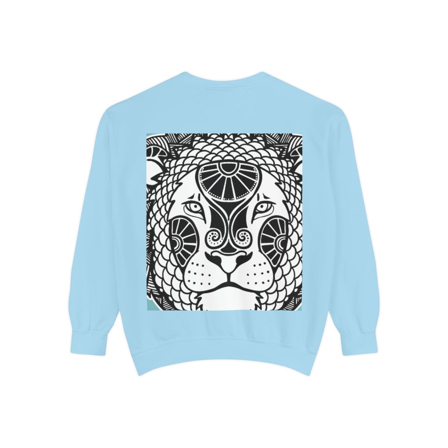 Bohemian Lion Unisex Garment-Dyed Sweatshirt - Cozy & Stylish Animal Graphic Tee for Nature Lovers