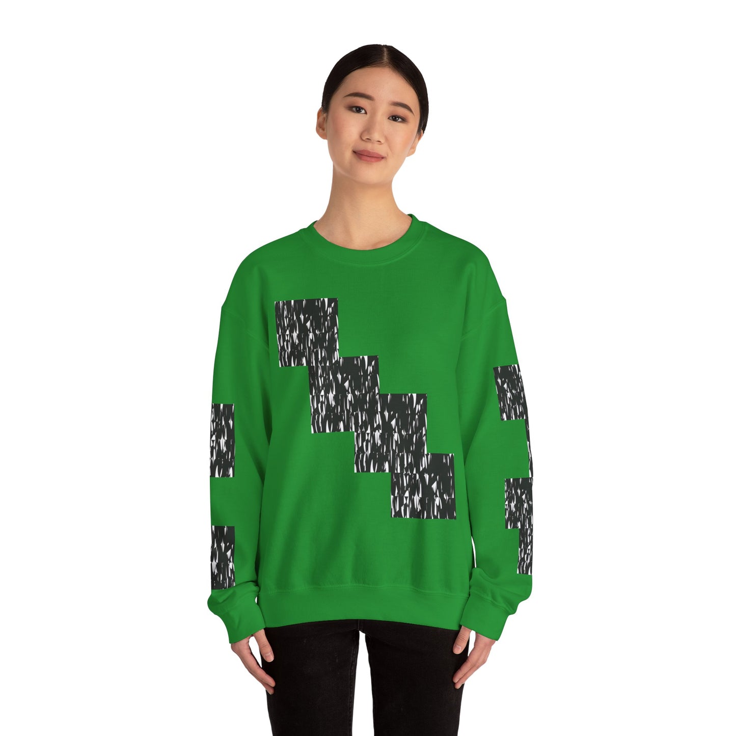 Trendy Graphic Crewneck Sweatshirt | Modern Abstract Black & White Design