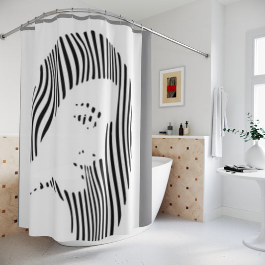 Modern Abstract Shower Curtain - Minimalist Black and White Design