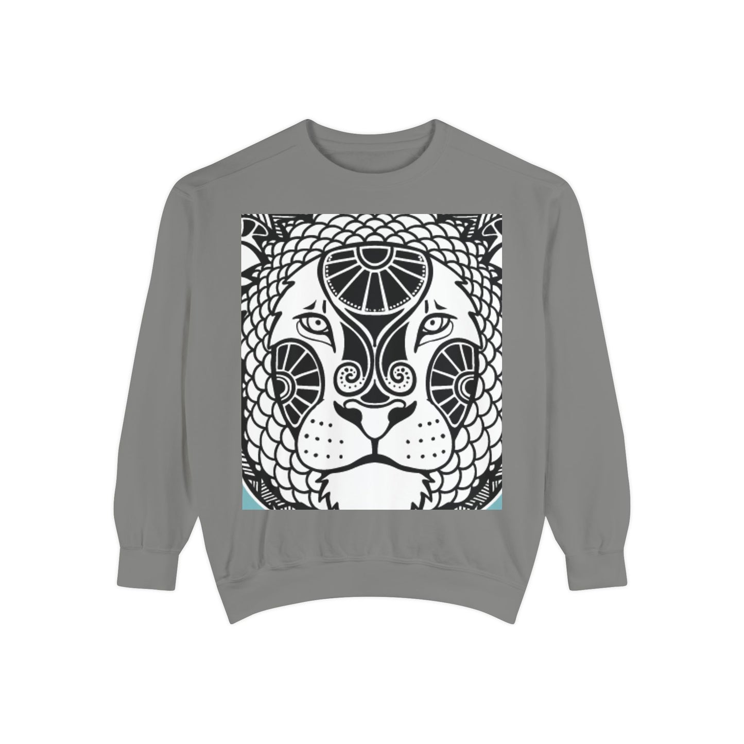 Bohemian Lion Unisex Garment-Dyed Sweatshirt - Cozy & Stylish Animal Graphic Tee for Nature Lovers