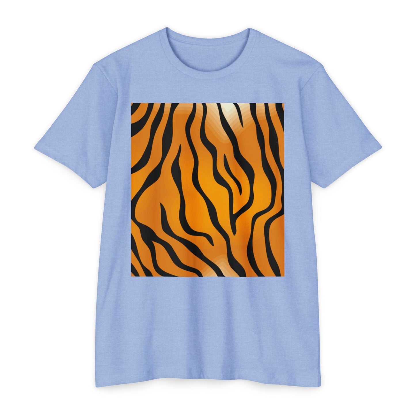 Unisex Tiger Stripe CVC Jersey T-Shirt - Bold Wild Pattern for Casual Wear