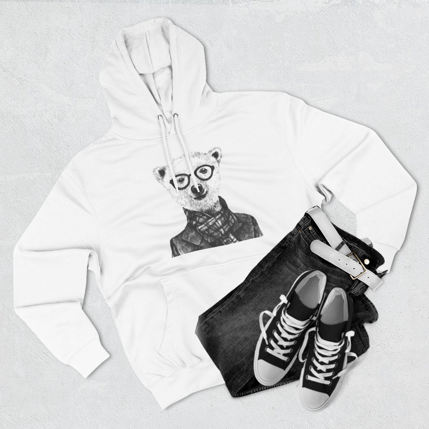 Cute Polar Bear Hoodie - Cozy Fleece with Glasses Design
