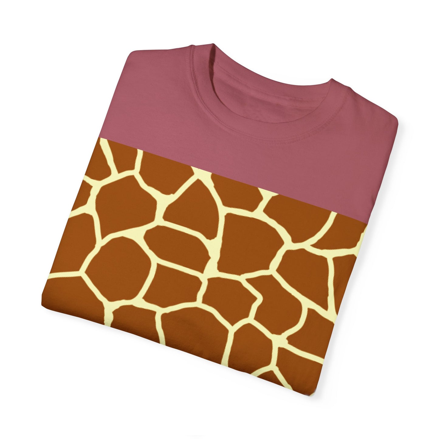 Unisex Giraffe Print Garment-Dyed T-Shirt - Animal Lover Tee