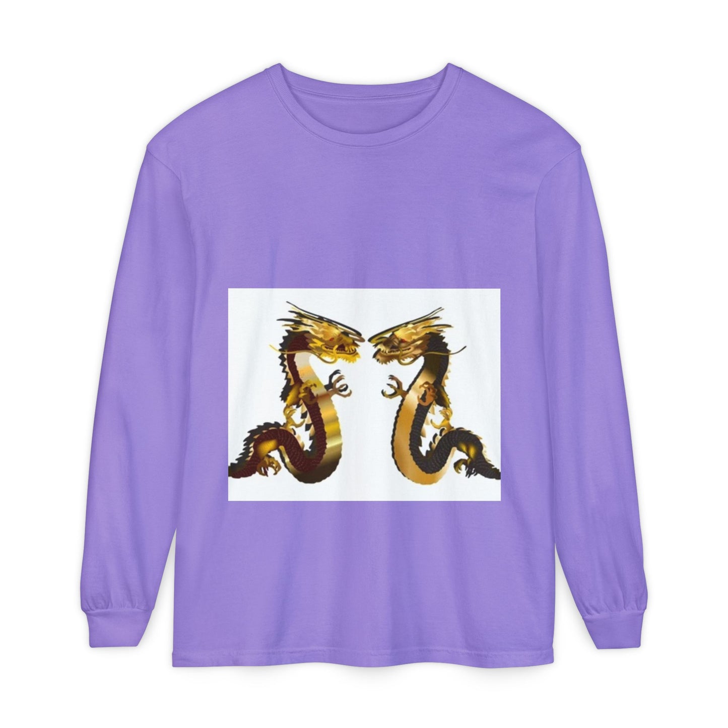 Dragon Duel Unisex Long Sleeve T-Shirt - Garment-Dyed Art Tee