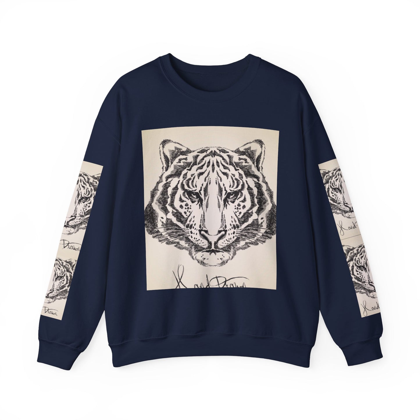 Artistic Tiger Print Crewneck Sweatshirt – Unisex Heavy Blend