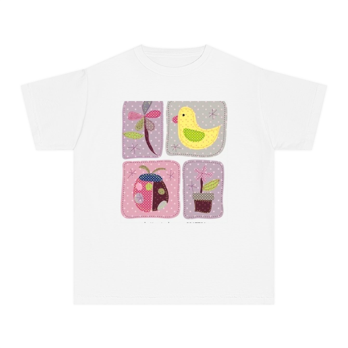 Whimsical Youth Midweight Tee with Cute Bird and Nature Designs
