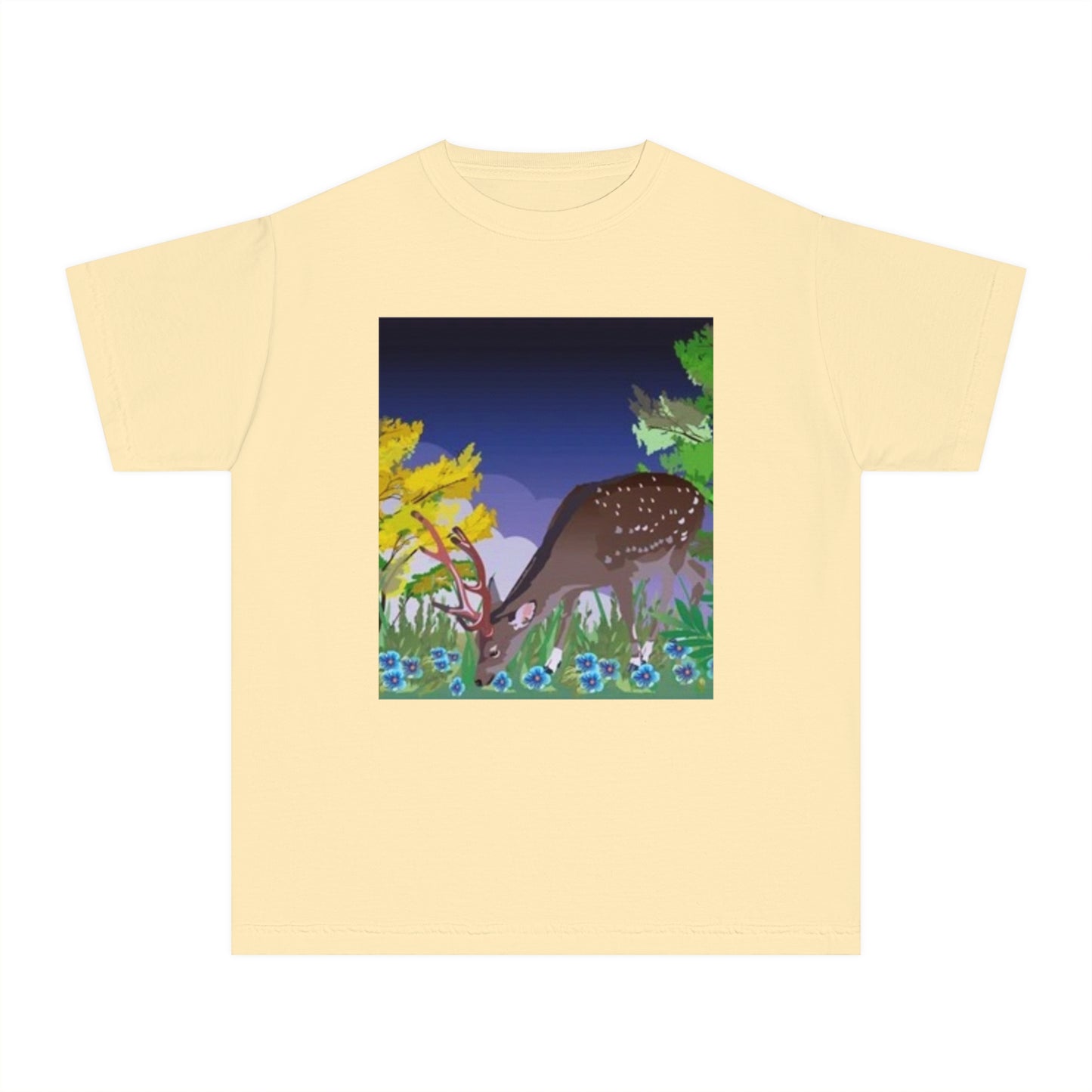 Youth Midweight Tee – Serene Deer in Nature Design