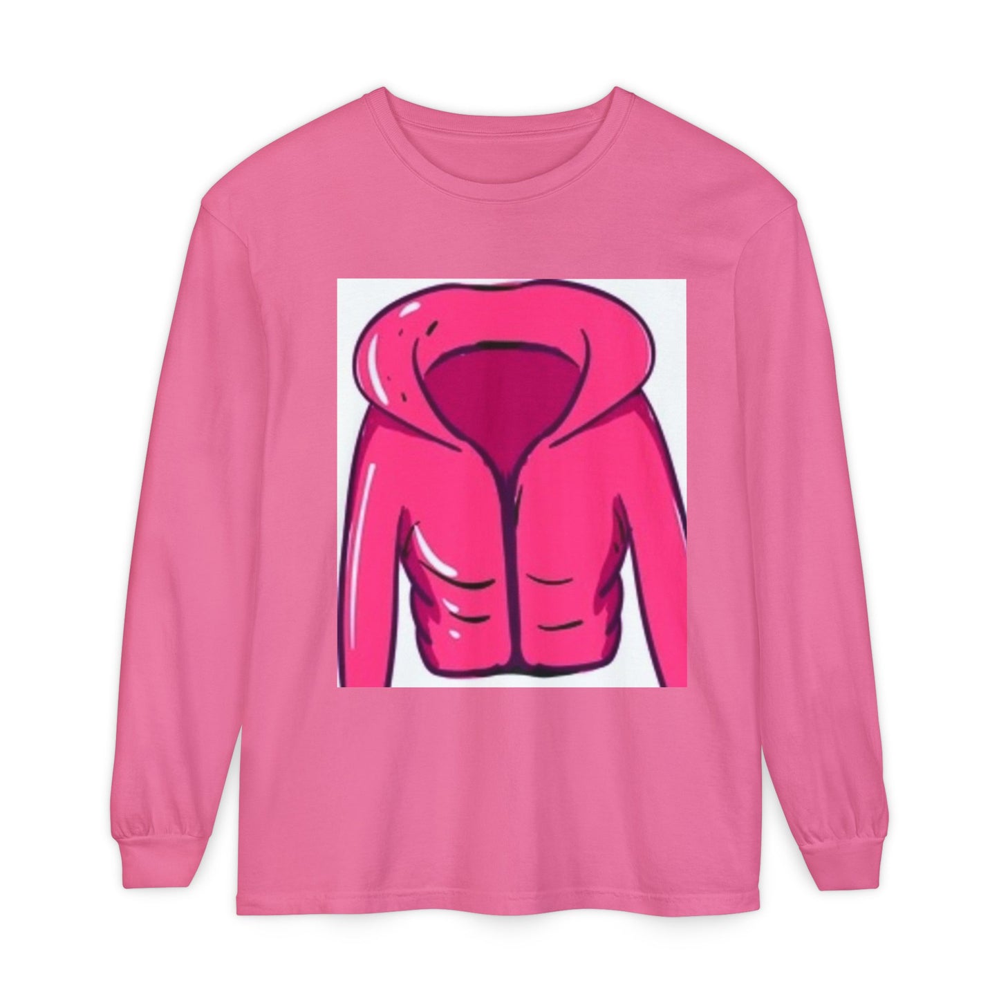 Unisex Garment-Dyed Long Sleeve T-Shirt - Cute Hoodie Print for Casual Wear