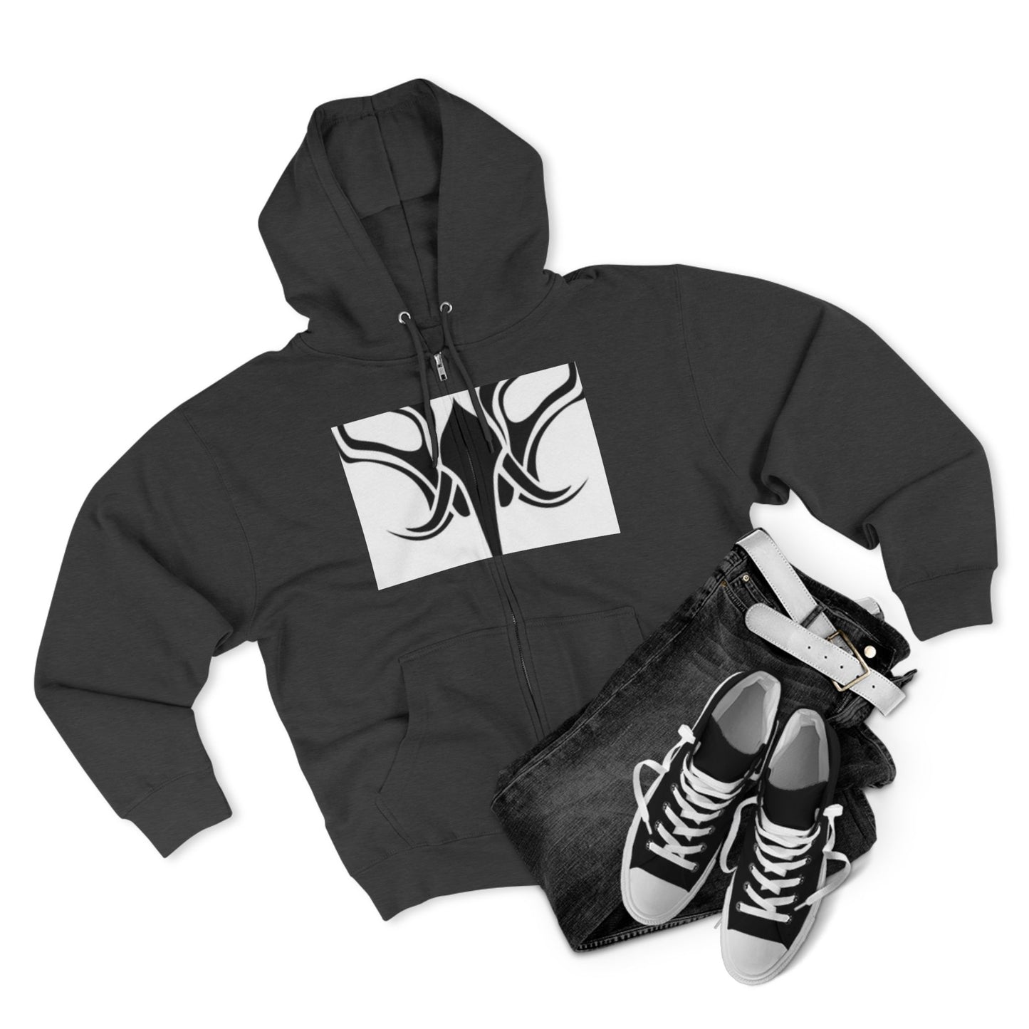 Tribal Design Unisex Zip Hoodie - Stylish & Versatile Outdoor Wear
