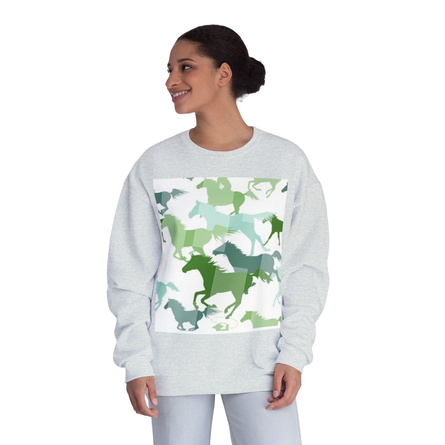 Equestrian Spirit Unisex Crewneck Sweatshirt - Green Horse Design