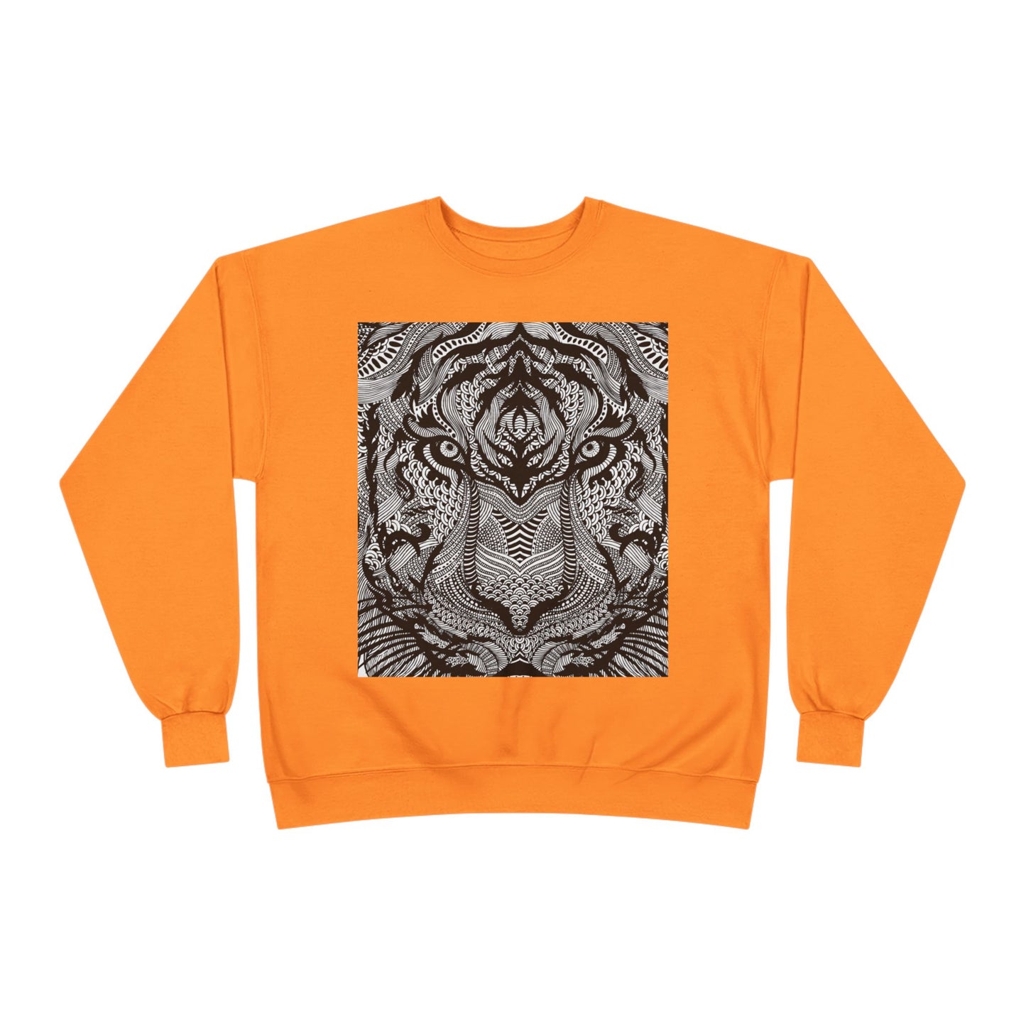 Unisex EcoSmart Tiger Graphic Crewneck Sweatshirt - Bold Black & White Design