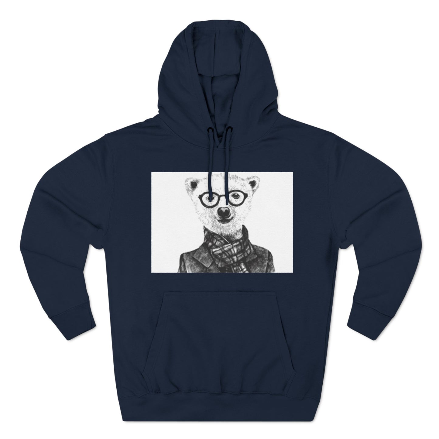 Cute Polar Bear Hoodie - Cozy Fleece with Glasses Design