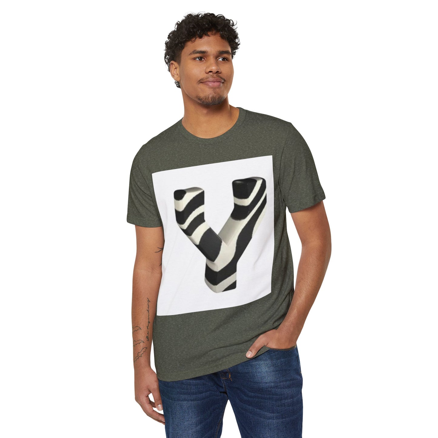 Eco-Friendly Unisex T-Shirt with Bold Zebra 'Y' Design