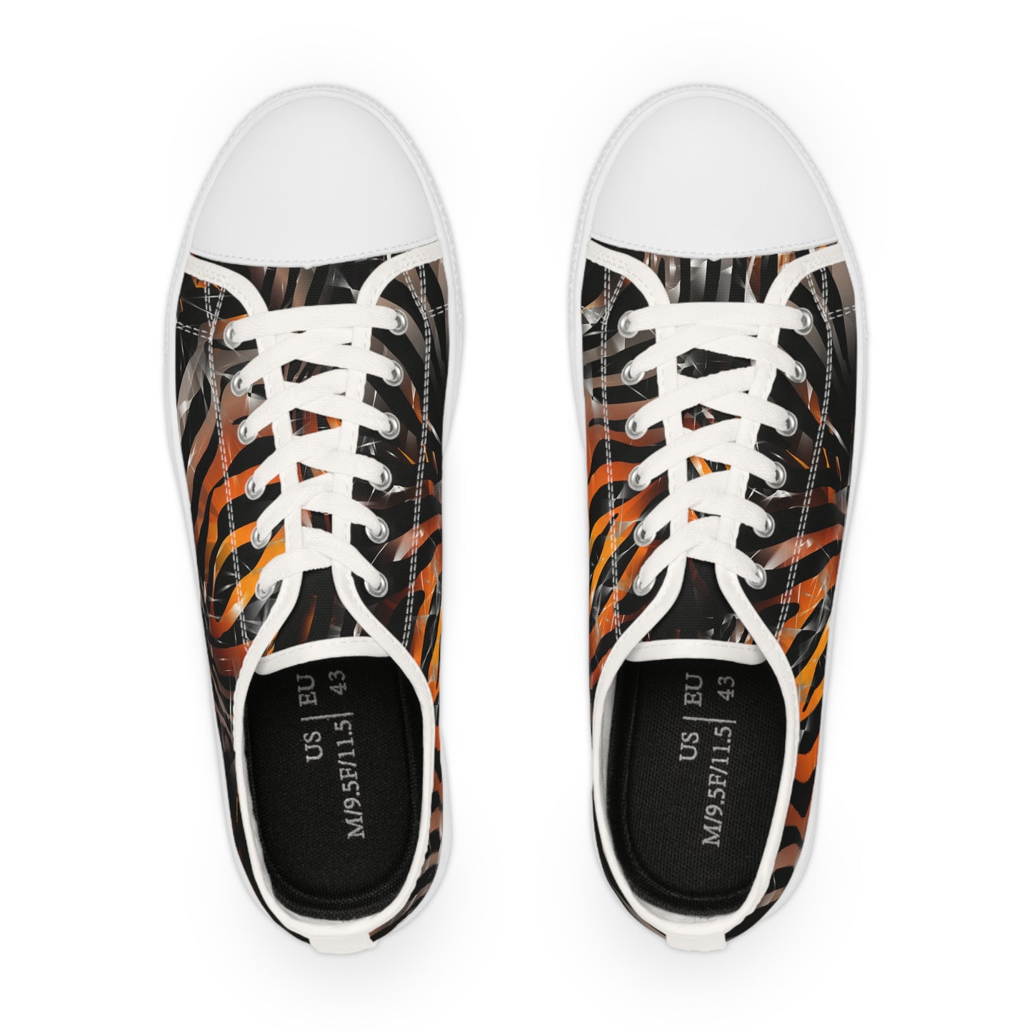 Stylish Men's Low Top Sneakers with Bold Orange and Black Design