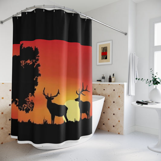 Sunset Silhouette Shower Curtain - Nature-Inspired Decor for Your Bathroom