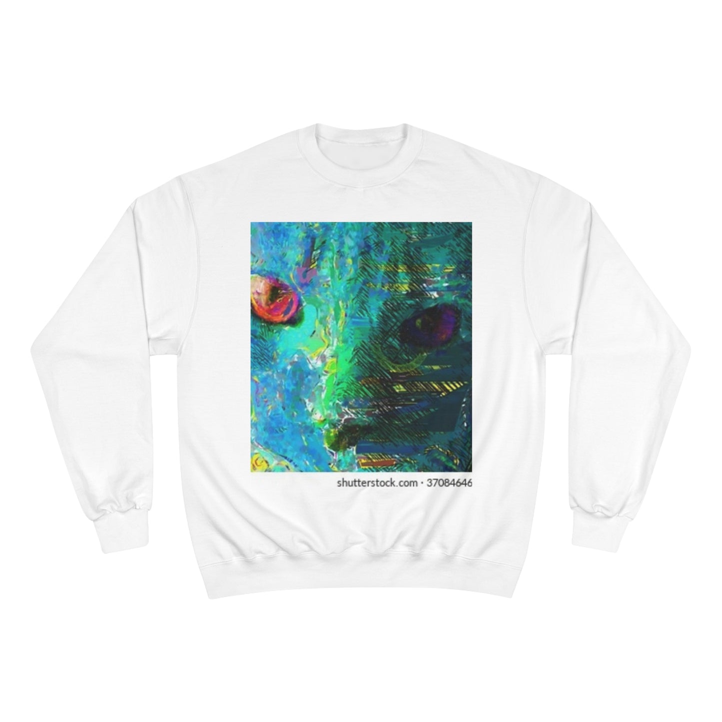 Vibrant Artistic Champion Sweatshirt with Eye Design