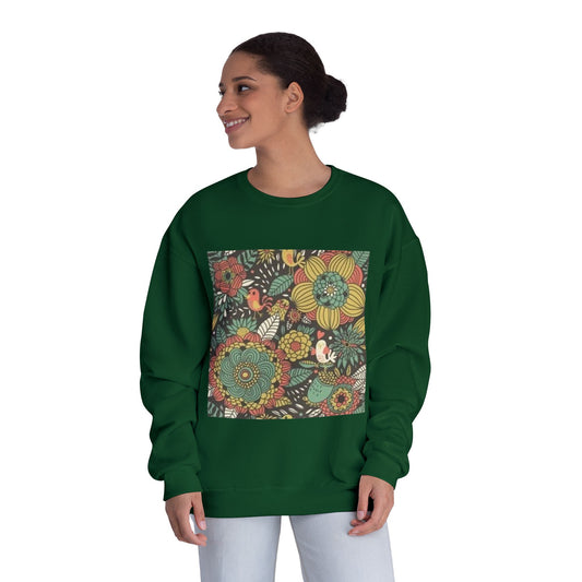 Vibrant Floral Unisex Crewneck Sweatshirt - Cozy Nature-Inspired Apparel