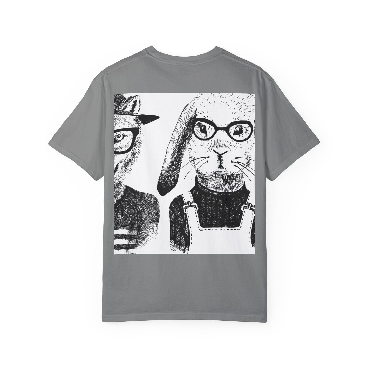 Whimsical Animal Friends T-Shirt - Stylish Panda & Wolf Design