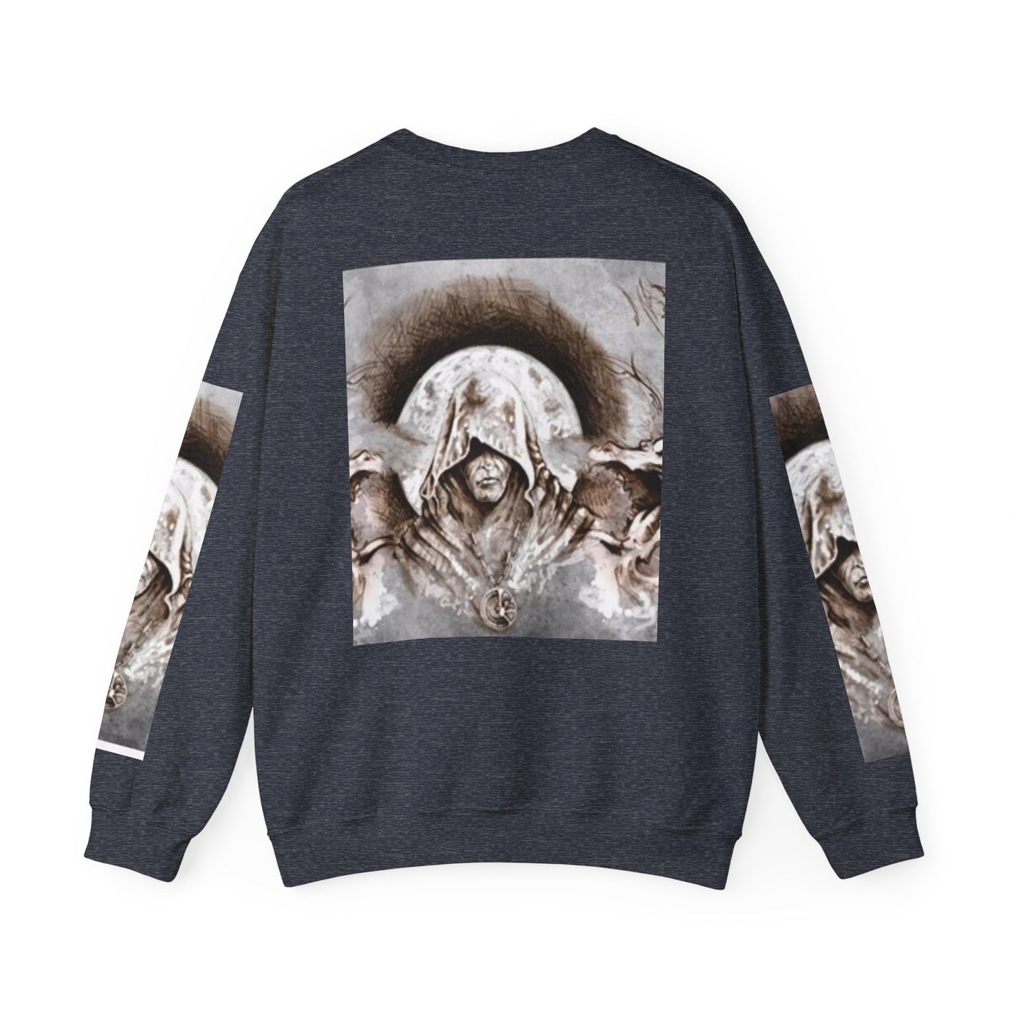 Mystical Hooded Figure Unisex Crewneck Sweatshirt - Fantasy Apparel for Dreamers