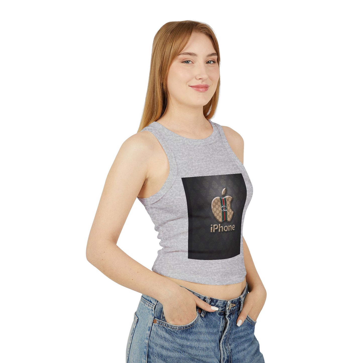 Stylish Women's Micro Rib Racer Tank Top with Logo Design