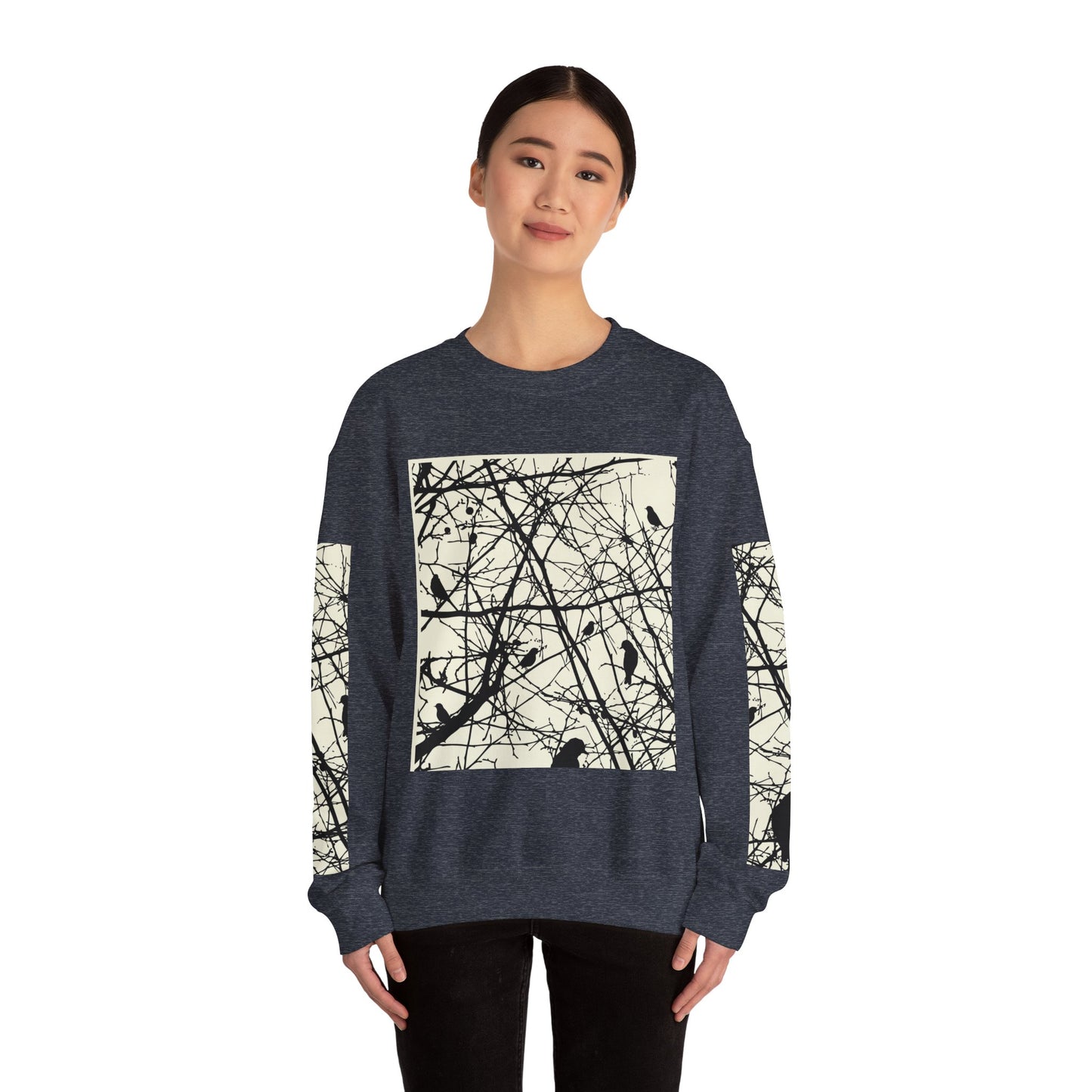 Nature-Inspired Unisex Crewneck Sweatshirt with Bird Print