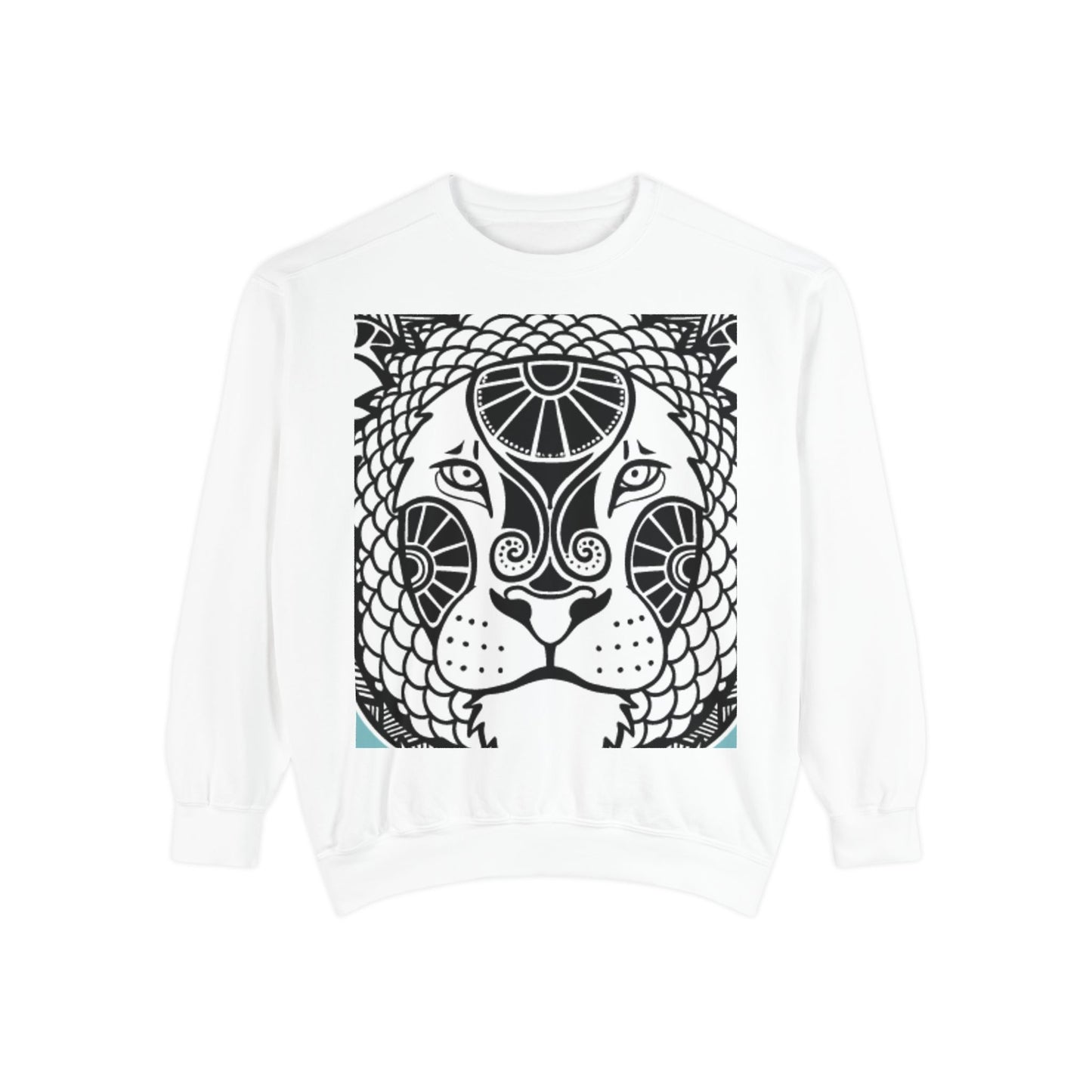 Bohemian Lion Unisex Garment-Dyed Sweatshirt - Cozy & Stylish Animal Graphic Tee for Nature Lovers