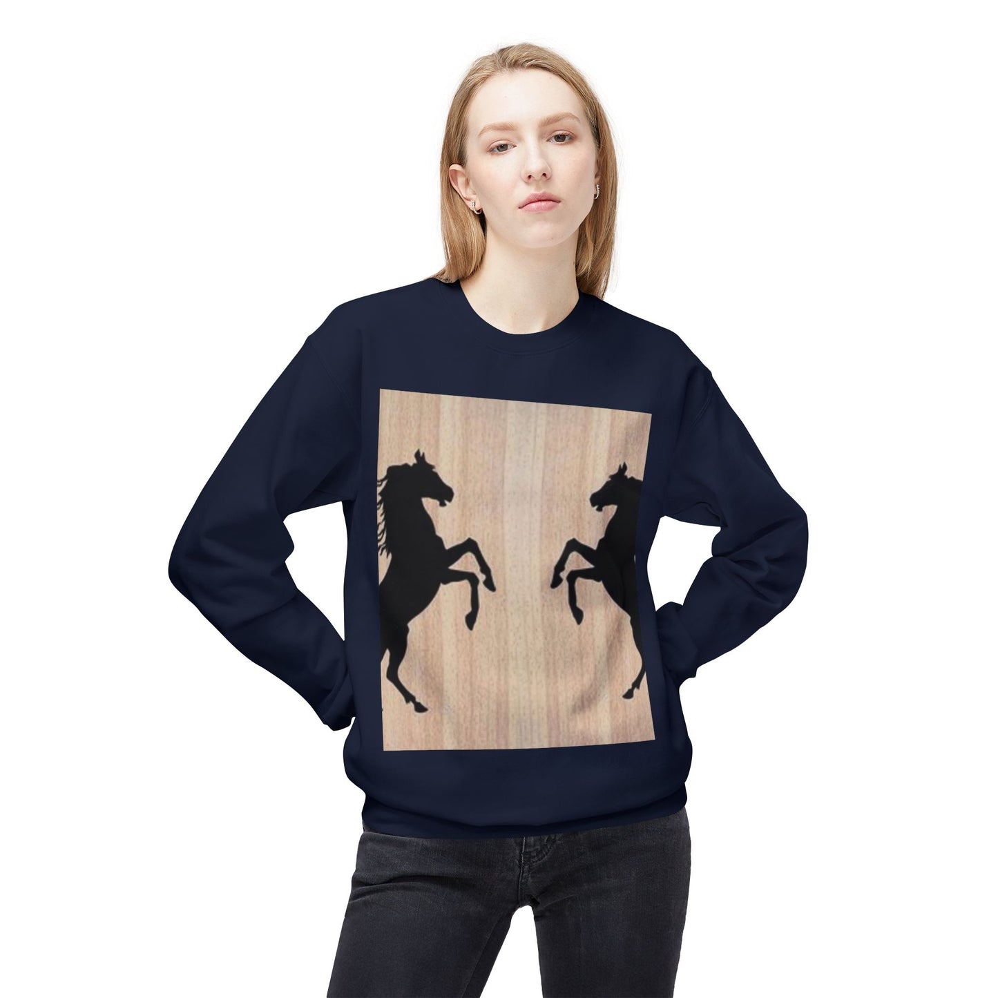 Equestrian Silhouette Fleece Sweatshirt - Perfect for Horse Lovers
