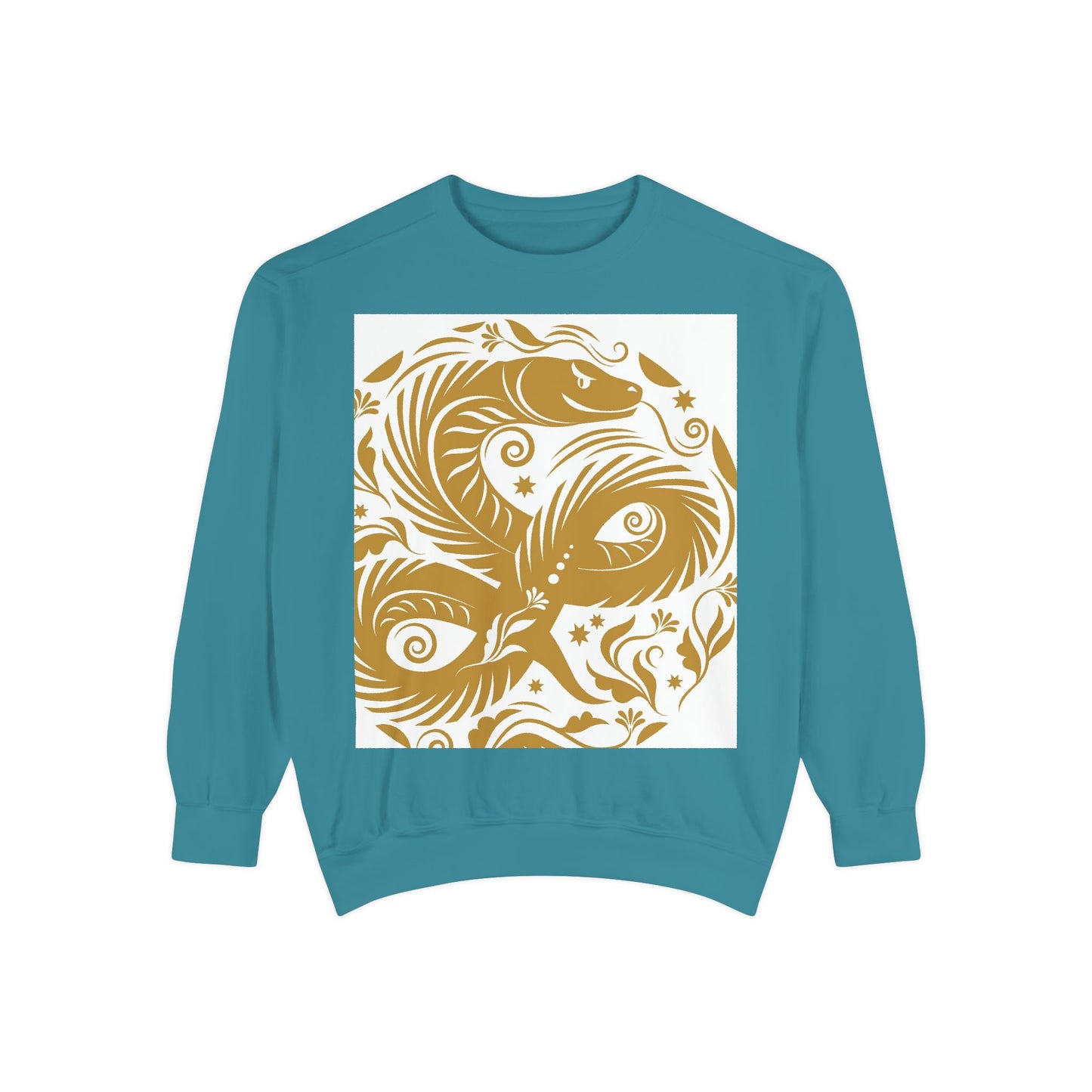 Cultural Vibe Unisex Garment-Dyed Sweatshirt - Tribal Mask & Animal Design