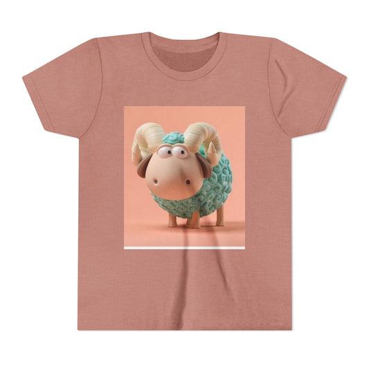 Cute Cartoon Sheep Youth Short Sleeve Tee - Fun and Whimsical Kids Shirt