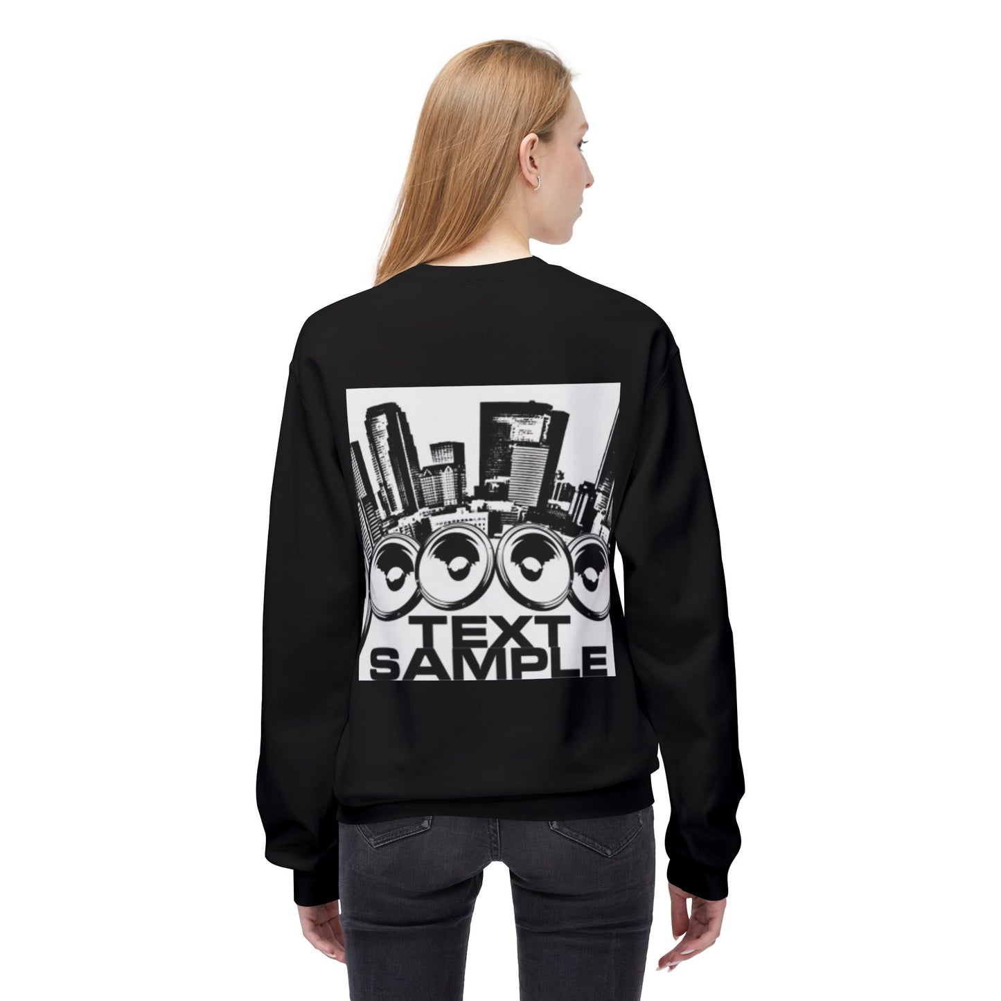 Urban Vibe Sound Wave Crewneck Sweatshirt - Unisex Fleece with Cityscape Design