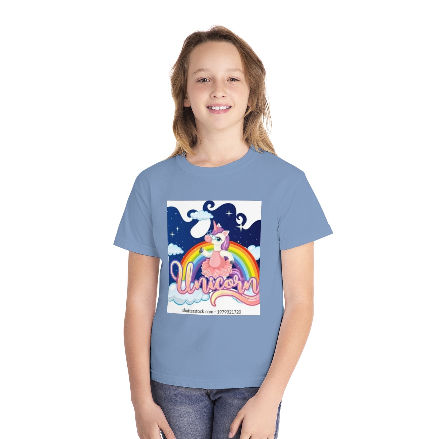 Youth Unicorn Midweight Tee - Colorful Rainbow Graphic T-Shirt
