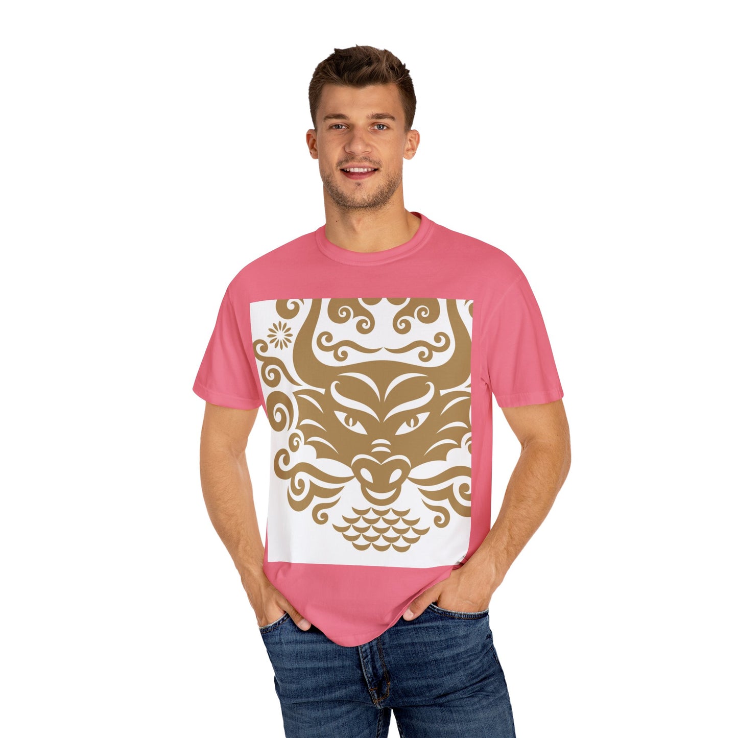 Garment-Dyed Dragon Graphic T-shirt for Nature Lovers