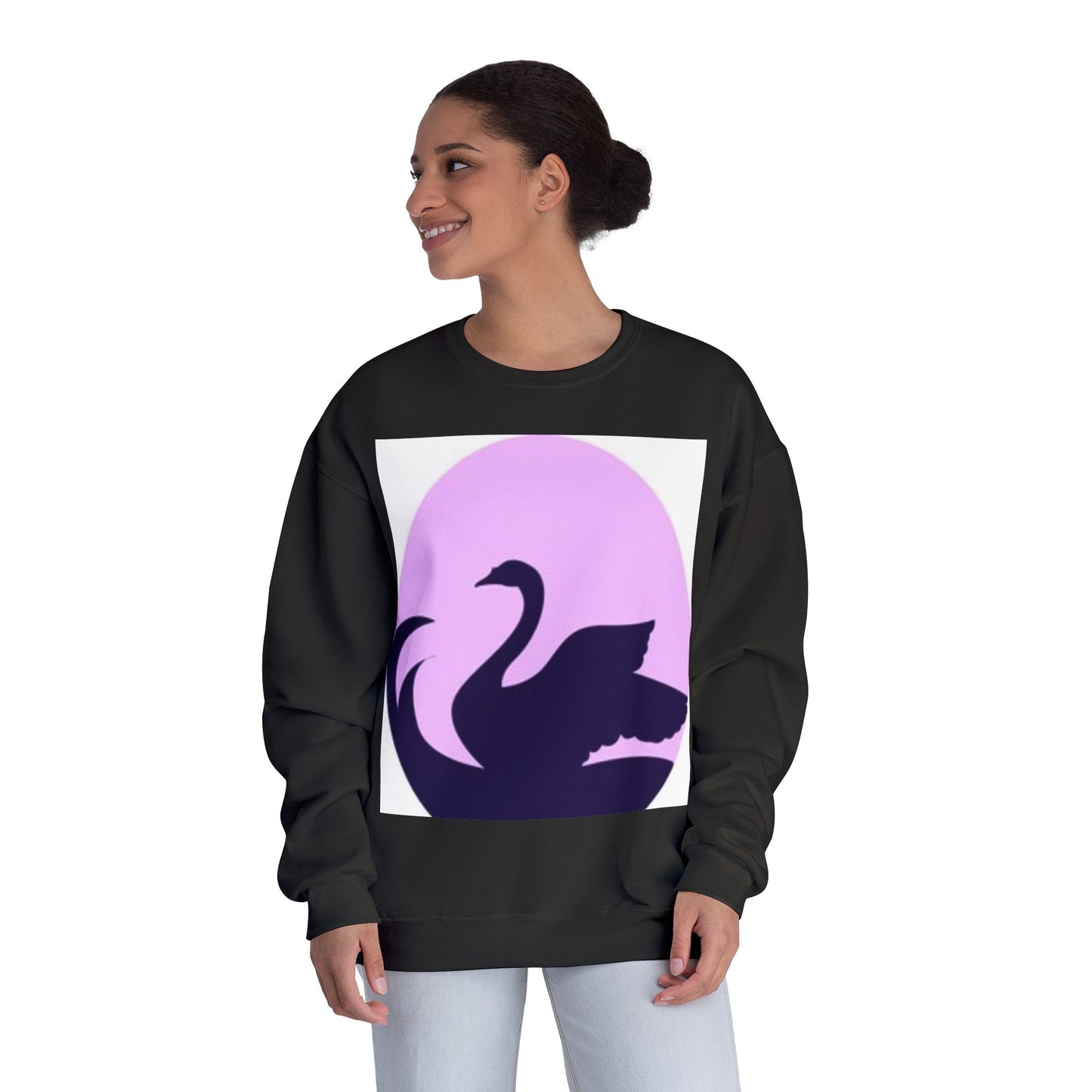 Elegant Swan Silhouette Unisex Crewneck Sweatshirt - Cozy Spring Fashion