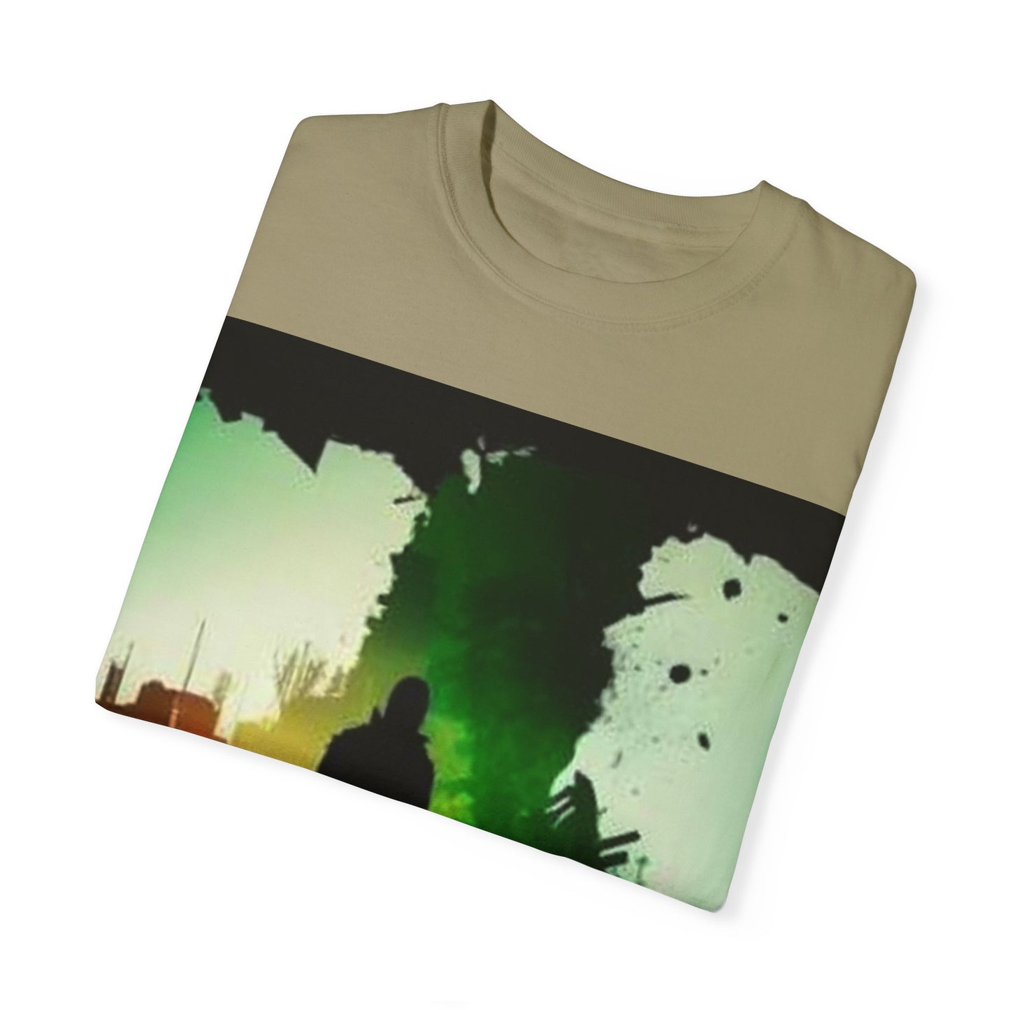 Vintage-Inspired Unisex Garment-Dyed T-Shirt with Artistic Print