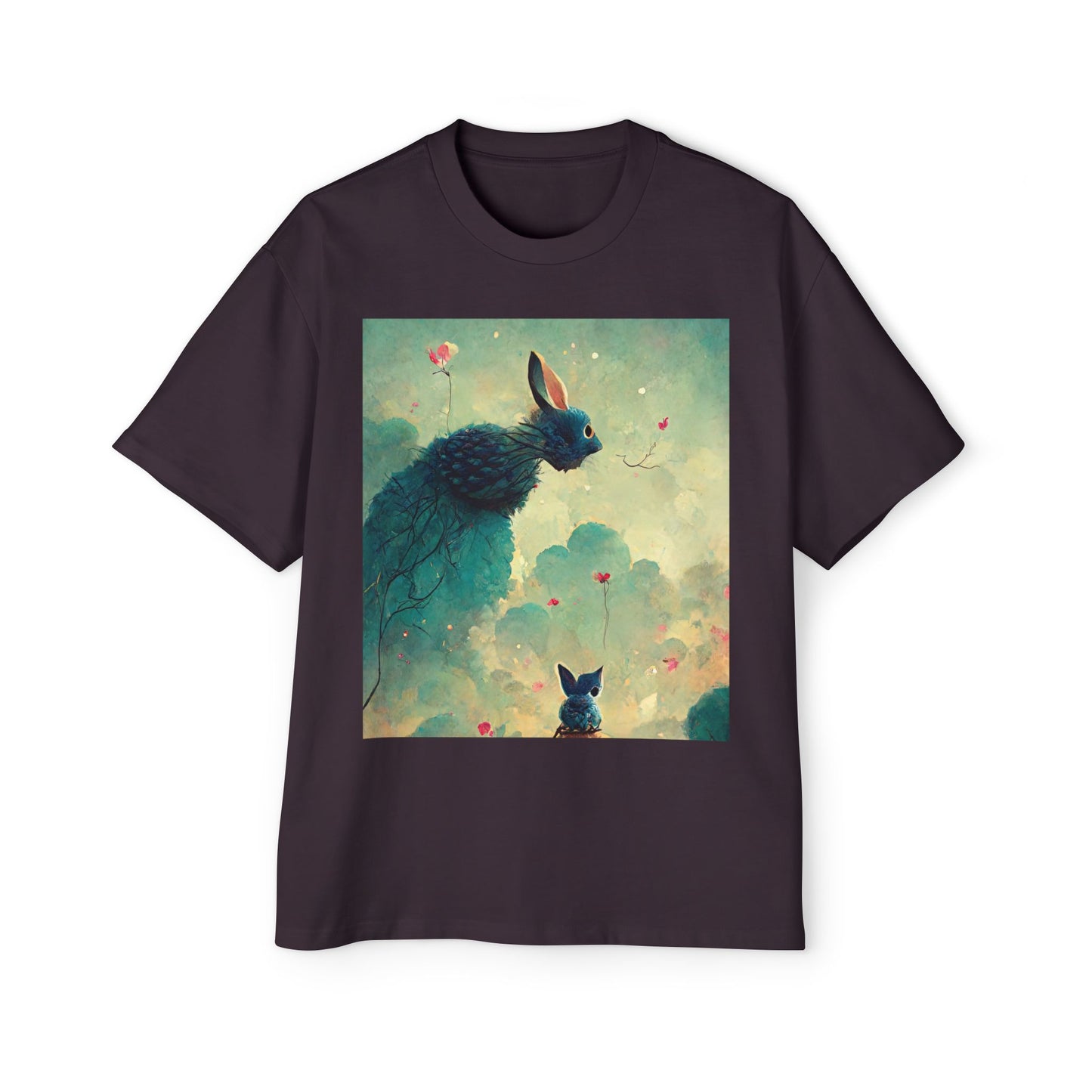 Whimsical Rabbit Oversized Tee for Men - Fantasy Art Shirt