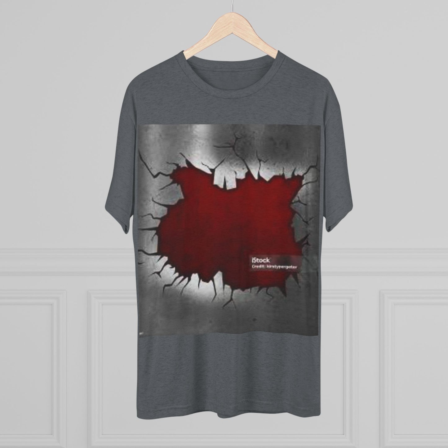 Bold Graphic Unisex Tri-Blend Crew Tee - Edgy Cracked Wall Design