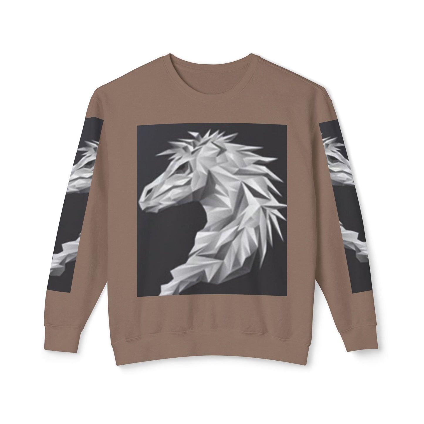 Unisex Lightweight Crewneck Sweatshirt - Stylish Geometric Horse Design