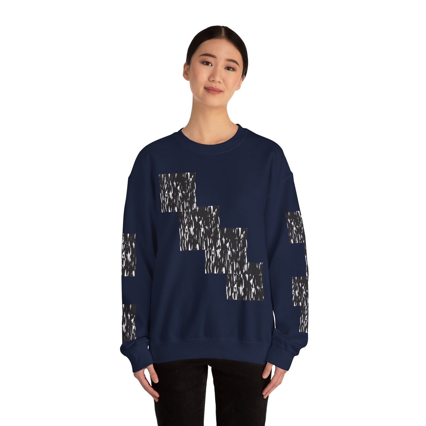 Trendy Graphic Crewneck Sweatshirt | Modern Abstract Black & White Design