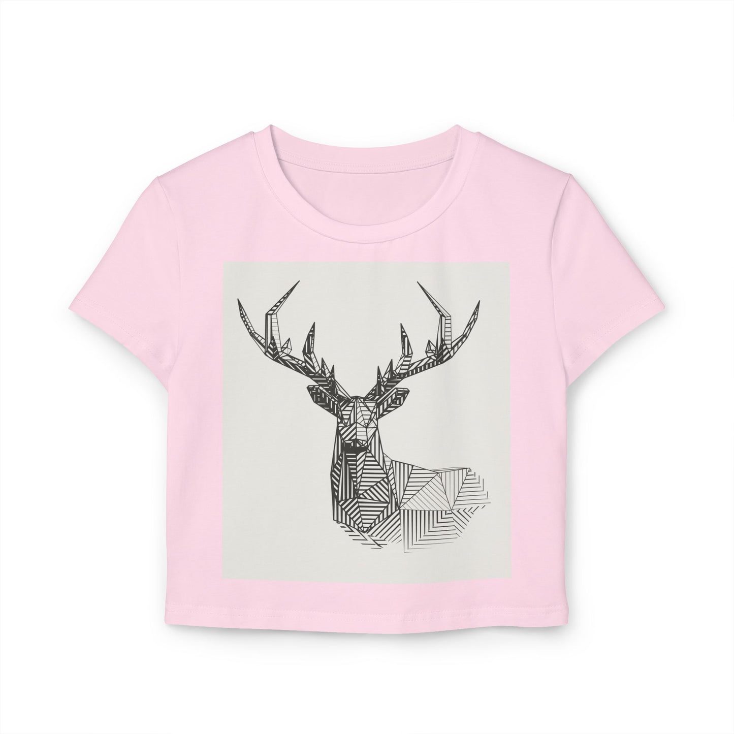 Artistic Deer Women's Baby Tee - Nature-Inspired Graphic Top