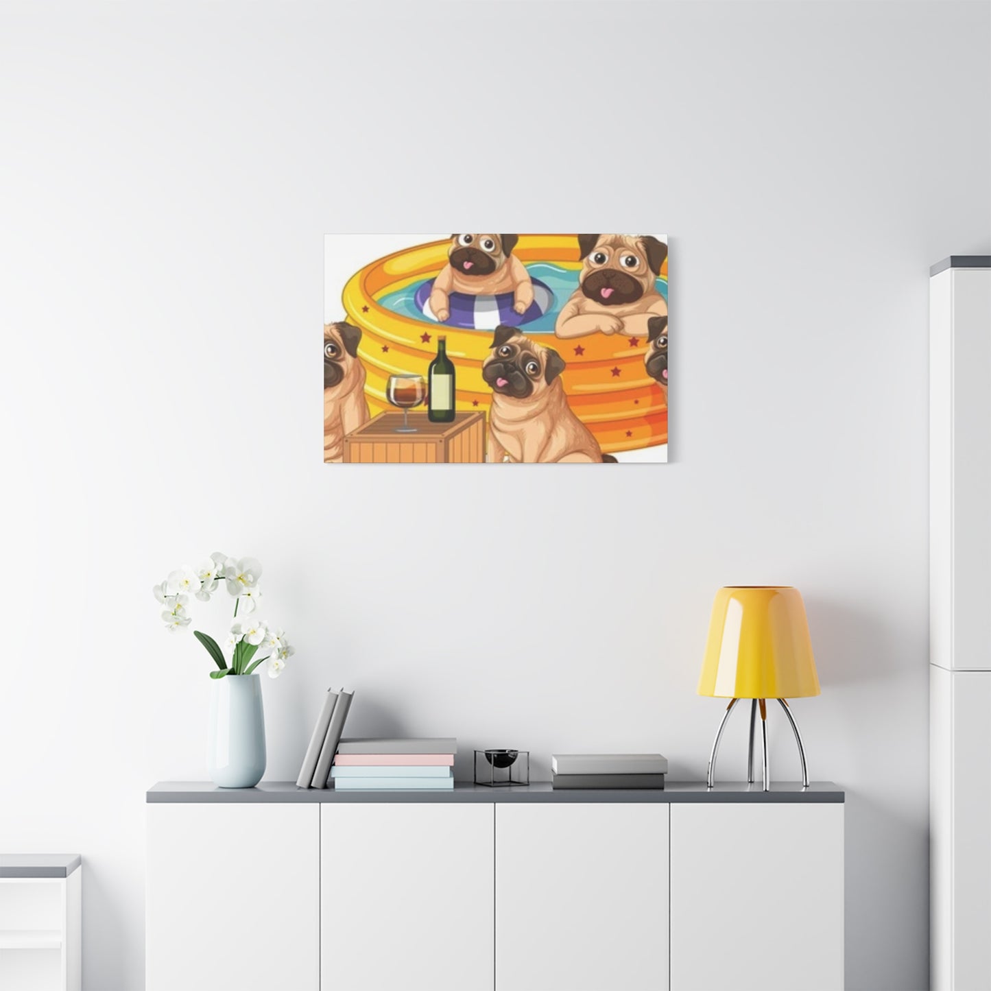 Pug Pool Party Canvas Art - Fun Pet Decor
