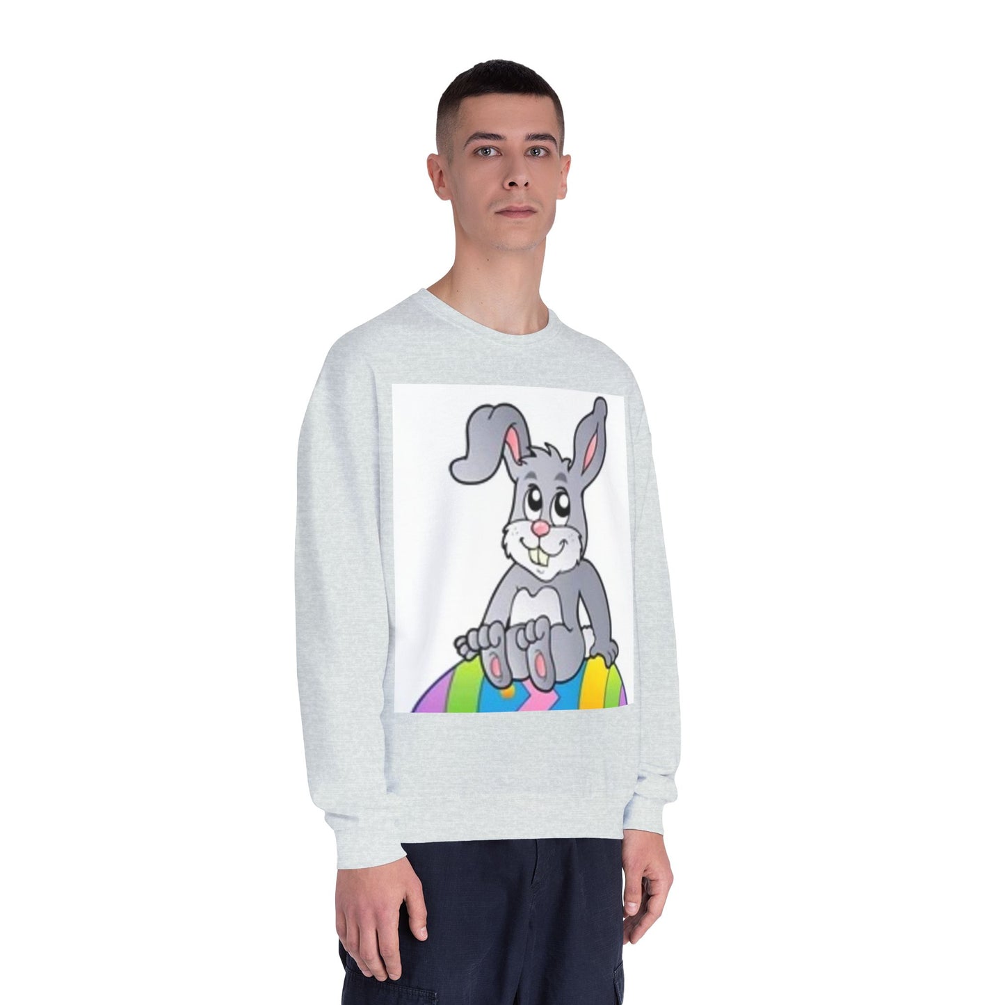 Cozy Rabbit Graphic Crewneck Sweatshirt - Perfect for Spring Celebrations