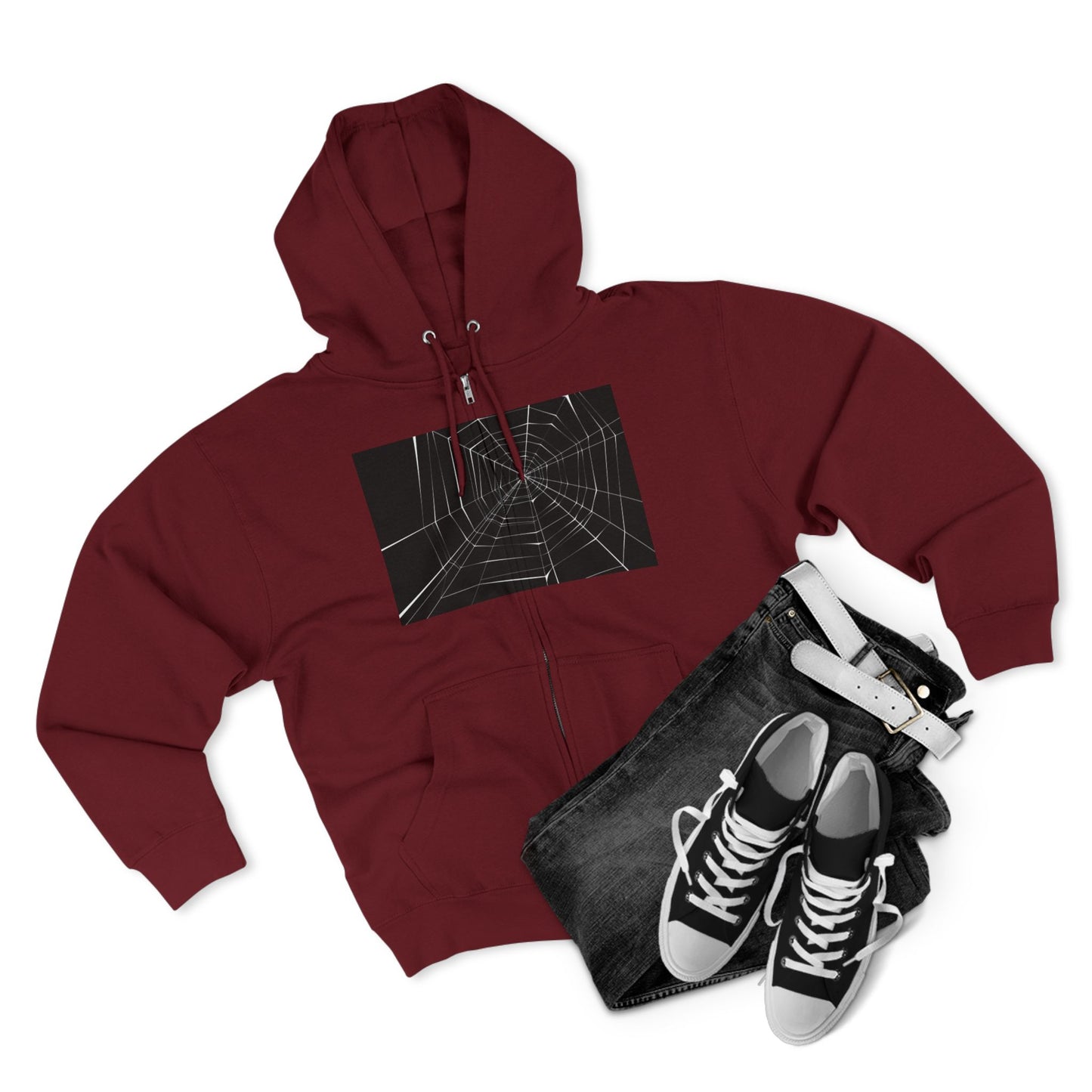 Sleek Spiderweb Unisex Zip Hoodie – Perfect for Halloween or Casual Wear