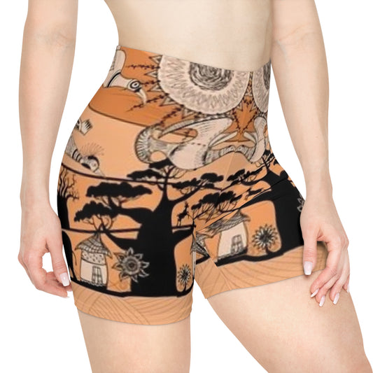 Desert Dream Women's Biker Shorts - Artistic Animal and Nature Print