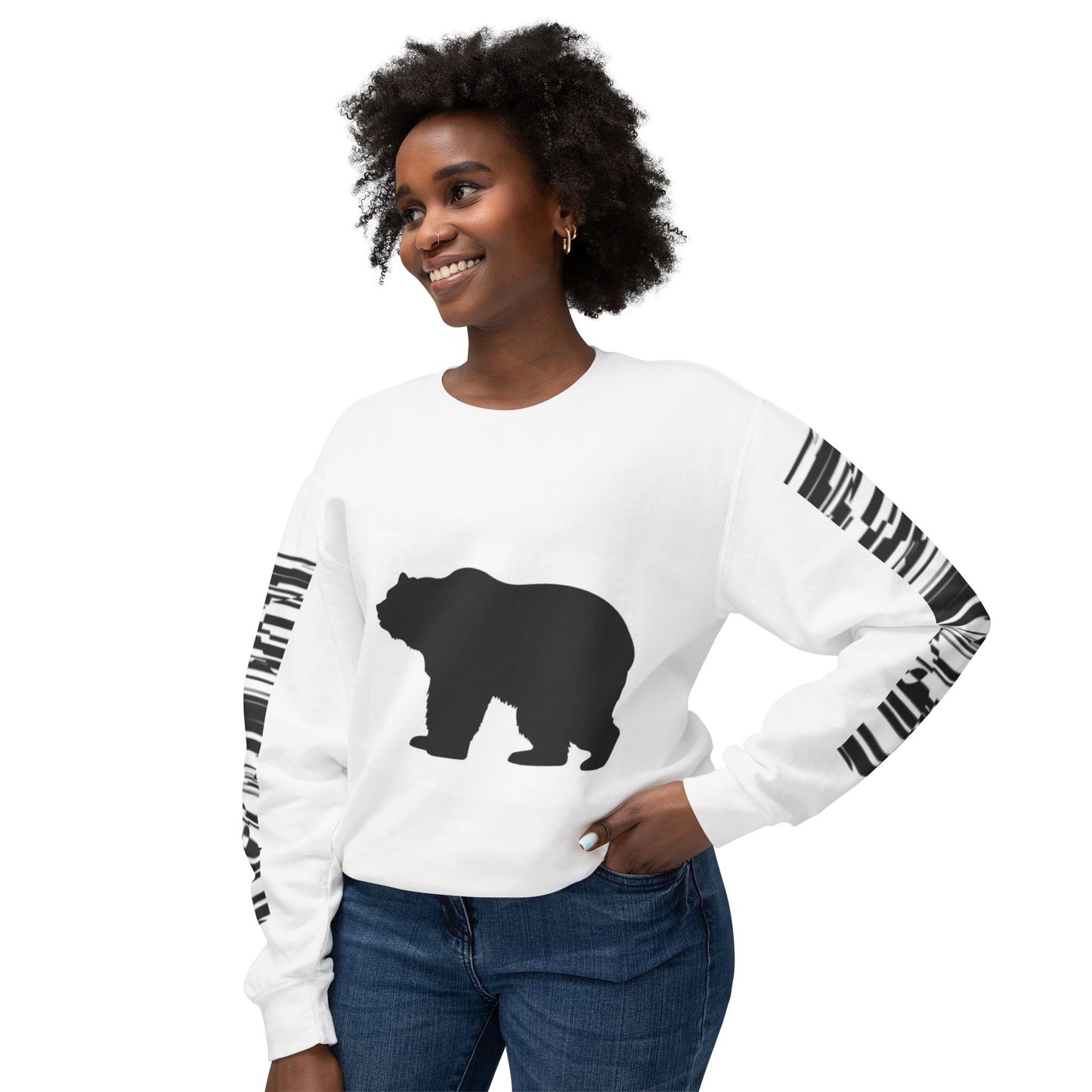Stylish Bear Graphic Unisex Lightweight Crewneck Sweatshirt