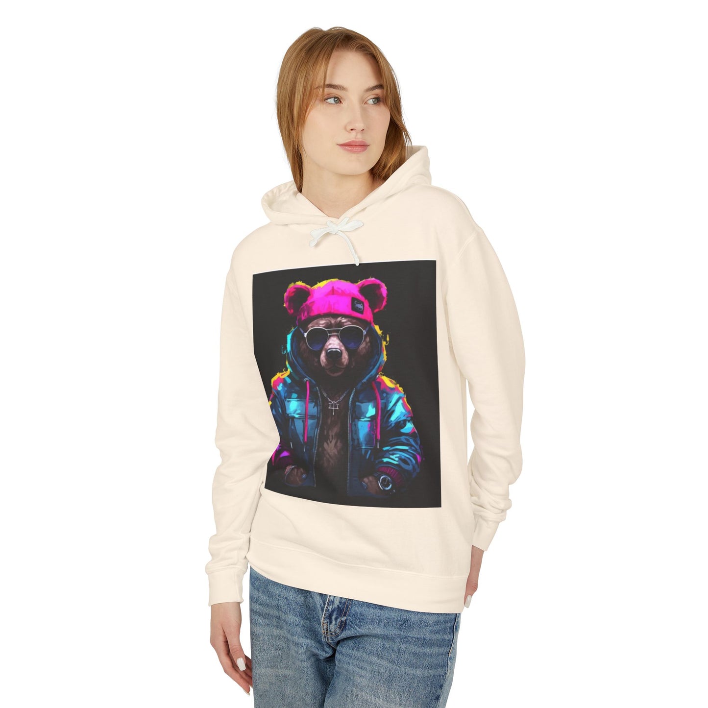 Cool Bear Hoodie - Unisex Lightweight Hooded Sweatshirt with Funky Design