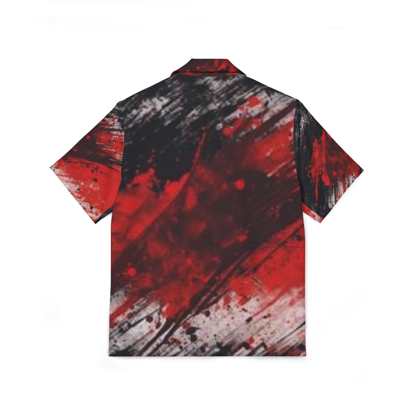 Men's Hawaiian Camp Shirt - Bold Red Abstract Design