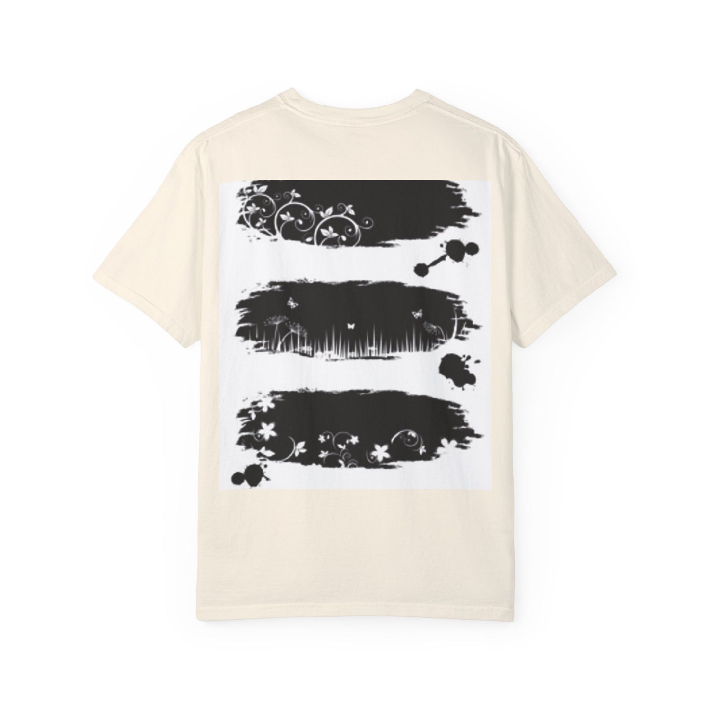 Artistic Unisex Garment-Dyed T-Shirt with Floral Design